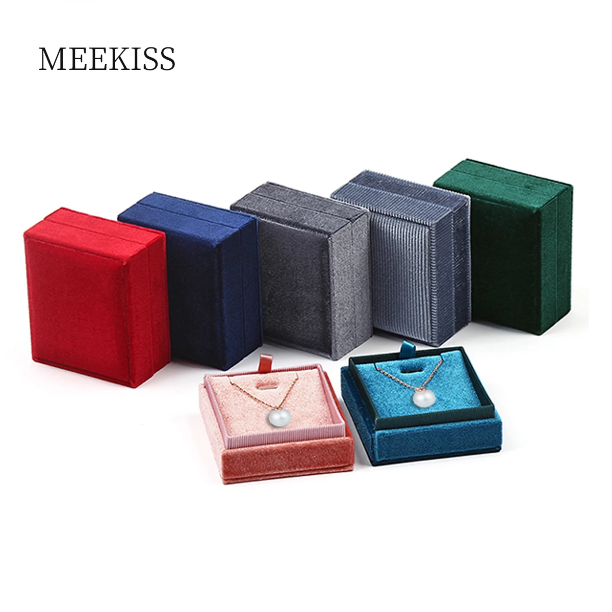 Top Trends: Logo Custom New Product Square Shape Velvet Jewelry Box Earring Pendant Box Display Holder With Detachable Lid Ring Box Holder Shoppable Styles