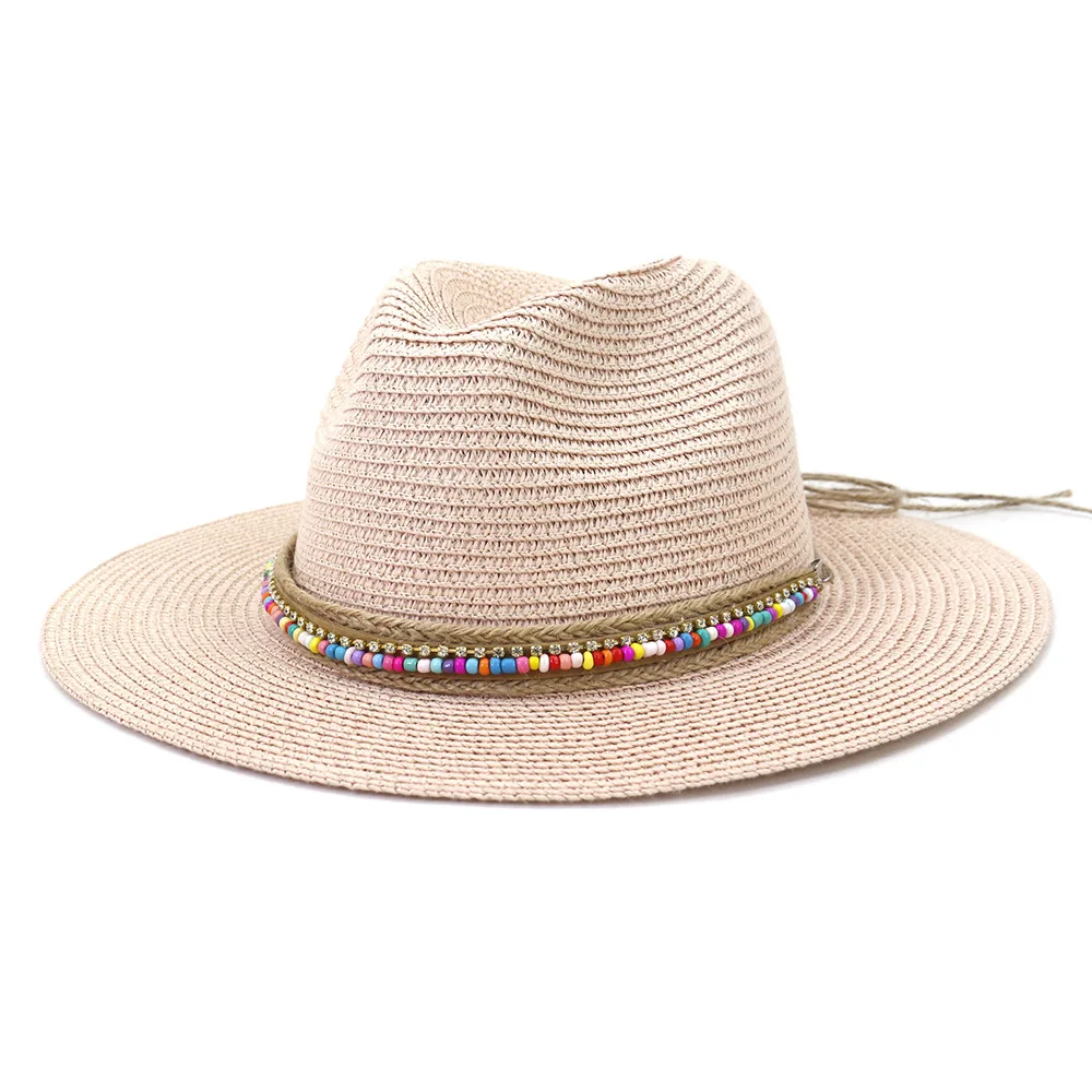 Top Trends: Pink Panama Hat Womens Sun Hat Straw Beach Fedora Summer Hat Wide Brim Sombreros Shoppable Styles - Image 6