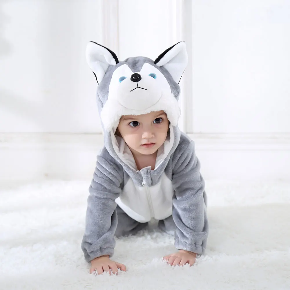 Top Trends: Umorden Baby Husky Dog Costume Kigurumi Cartoon Animal Rompers Infant Toddler Jumpsuit Flannel Halloween Fancy Dress Shoppable Styles