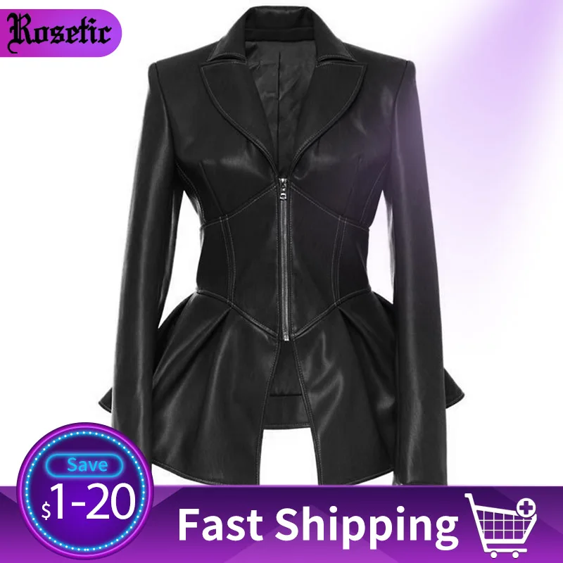 Top Trends: Rosetic Women Jacket Black Gothic Faux Leather PU Jacket Women Winter Spring Motorcycle Jacket Black Faux Goth Leather Coats Shoppable Styles