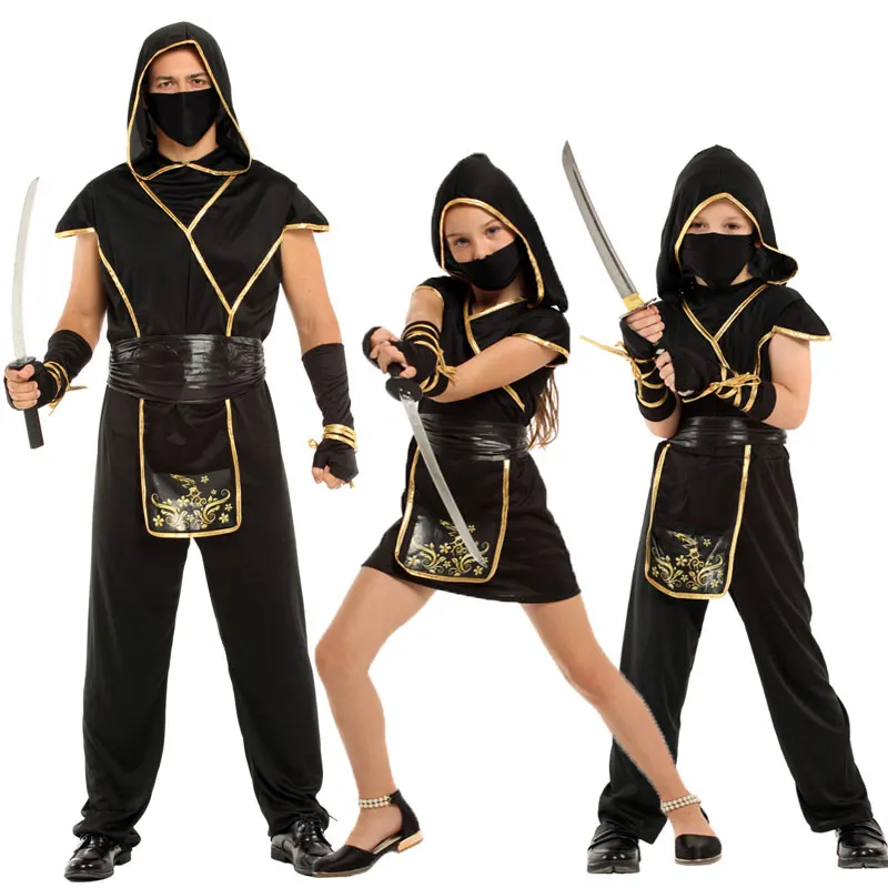 Top Trends: Umorden Halloween Costumes For Child Kids Adult Mystical Black Gold Ninja Costume Japan Samurai Cosplay Boys Girls Men Shoppable Styles