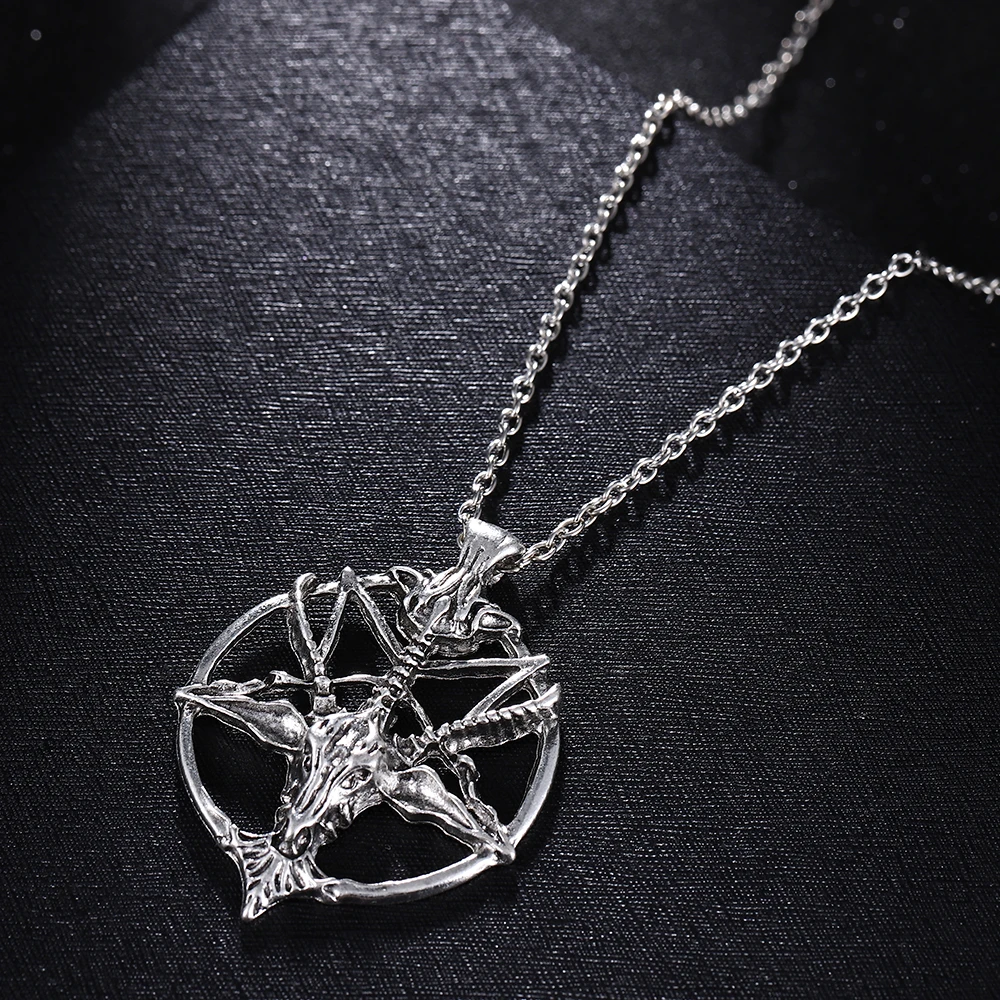 Top Trends: Vintage Pan God Skull Pendants Necklace Men Fashion Pentagram Goat Head Pendant Chain Unisex Luck Alloy Gothic Necklace Jewelry Shoppable Styles