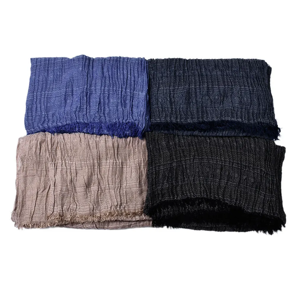 Top Trends: Male Brand Winter Scarf Men Warm Soft Tassel Bufanda Casual Cotton Linen Crinkle Men'S Scarves Shawl Black Navy Man Scarfs Shoppable Styles - Image 2