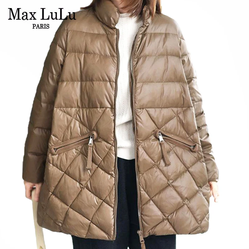 Top Trends: Max LuLu Winter 2021 Women Casual Brown Padded Jackets Ladies Loose Zippers Vintage Quilted Coats Harajuku Fashion Warm Clothes Shoppable Styles