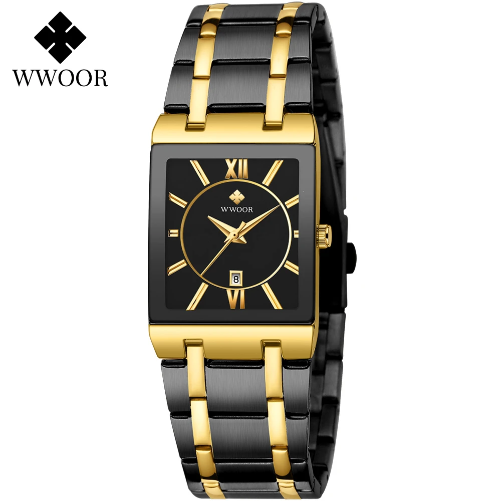 Top Trends: Luxury Gold Women&#039;s Bracelet Watches New WWOOR Top Brand Fashion Square Ladies Dress Quartz Watch Women Casual Sports Wristwatch Shoppable Styles