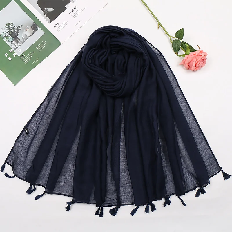 Top Trends: 2023 Fashion Plain Tassel Viscose Scarf Candy Color Hijab Shawls And Wraps Female Foulard Echarpe Designer Muslim Sjaal 180*90Cm Shoppable Styles