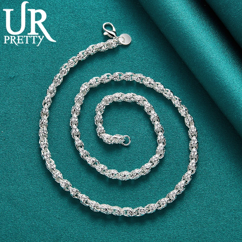 Top Trends: URPRETTY 925 Sterling Silver Beaded Necklace 20 / 24 Inch Chain For Woman Men Wedding Engagement Party Jewelry Shoppable Styles - Image 3