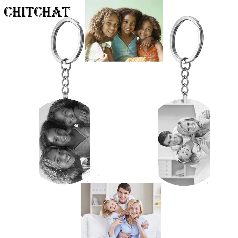 Top Trends: Customized Heart Round Square Keychain Engraved Photo Names Keyrings Stainless Steel Dog Tag Key Chain Birthday Gift Shoppable Styles