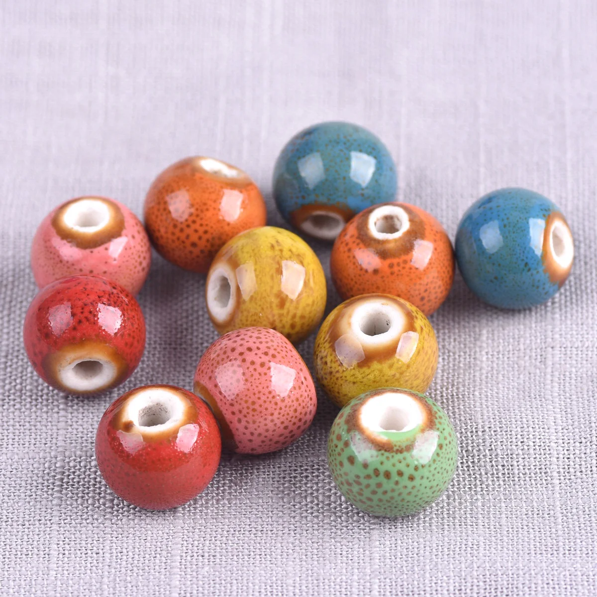 Top Trends: 10pcs Round 12mm Fancy Glaze Ceramic Porcelain Loose Spacer Beads Lot For Jewelry Making DIY Shoppable Styles