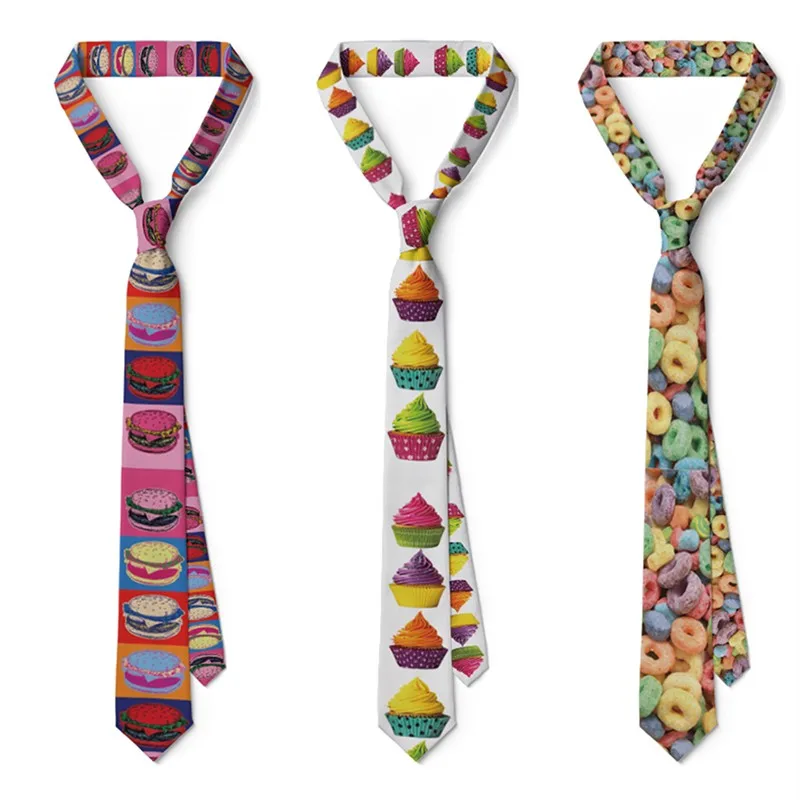 Top Trends: Funny Dessert Printed Mens Ties Fashion Casual 8cm Slim Neck Ties For Men Festival Party Wedding Accessories Business Ties Shoppable Styles