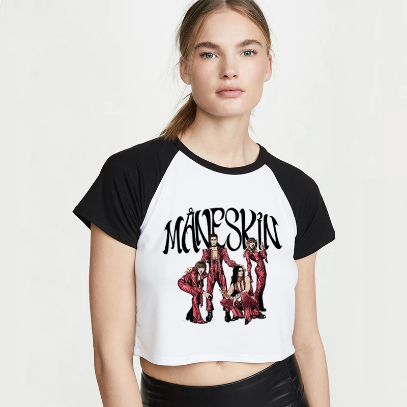 Top Trends: Anime Maneskin Y2k Crop Top Printing Fashion Streetwear Harajuku Cropped Tshirts Kawaii Pattern T-Shirts Women Crop Top Funny Shoppable Styles