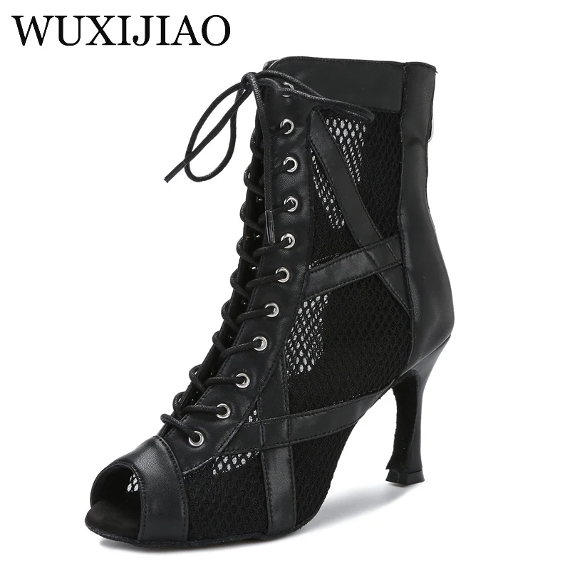 Top Trends: Black Latin Dance Shoes Woman Ladies High Heels Tansparent Mesh Kizomba Bachata Training Stage Performance Party Soft Bottom New Shoppable Styles