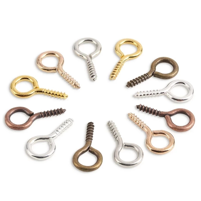 Top Trends: 200pcs Small Tiny Mini Eye Pins Eyepins Hooks Eyelets Screw Threaded Gold Color Clasps Hooks Jewelry Findings For Making DIY Shoppable Styles