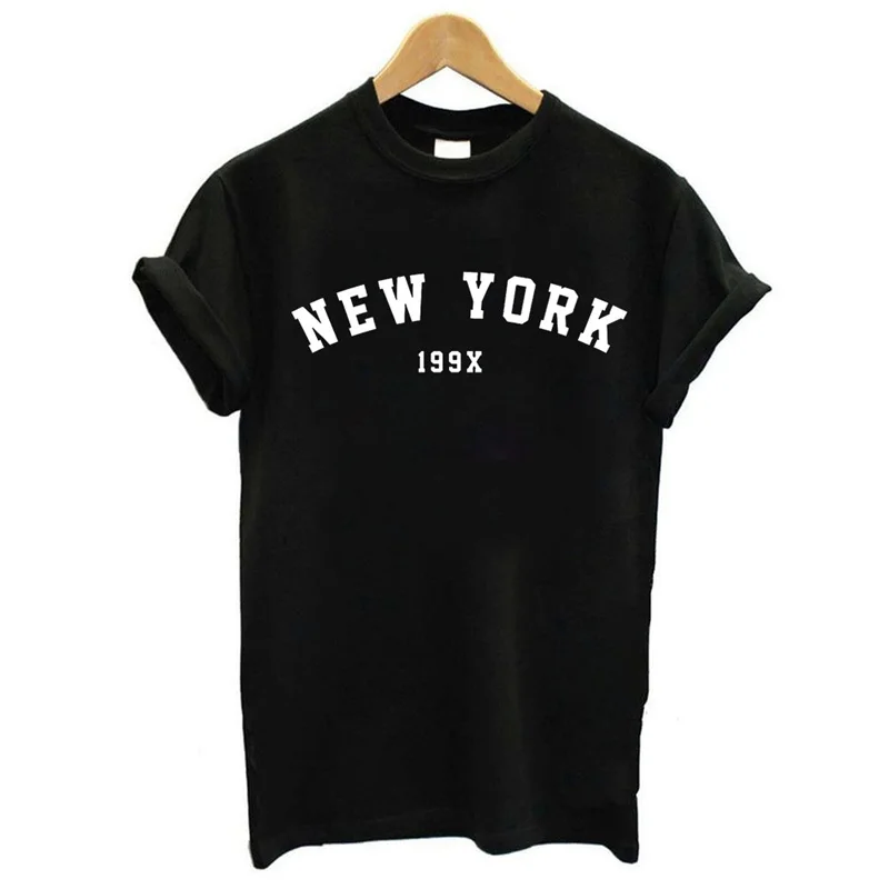 Top Trends: Women Tshirt Clothing New York 199x Print Fashion 90s Cartoon Kawaii Tops Ladies T-shirt Graphic Black White T Shirt Femme 2022 Shoppable Styles