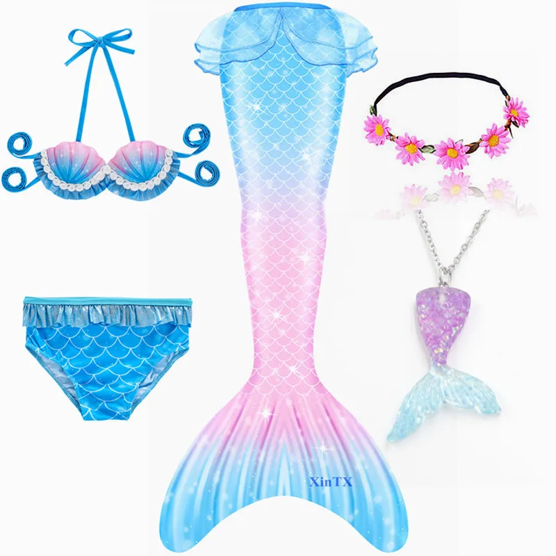 Top Trends: Kids Mermaid Tails Swimming Swimwear Swimmable Beach Clothes Little Children Mermaid Swimsuit Can Add Monofin Fin Shoppable Styles