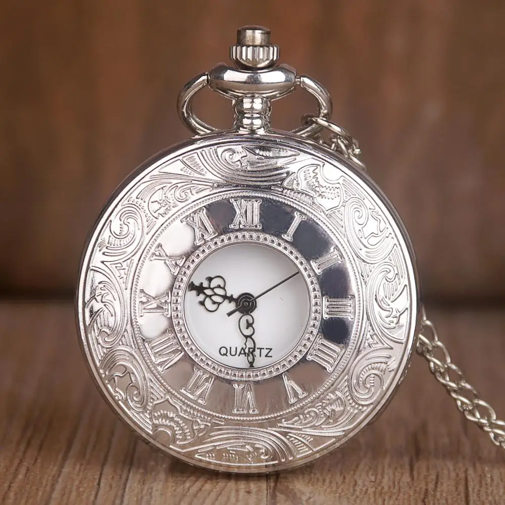 Top Trends: Fashion Silver Hollow Dial Steampunk Quartz Pocket Watch Stainless Steel Pendant Chain Gift For Men Women Friend Shoppable Styles