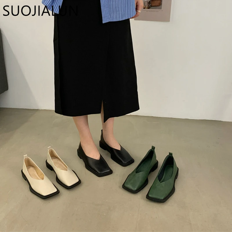 Top Trends: SUOJIALUN 2022 Spring New Flat Shoes Square Toe Square Toe Shallow Mouth Slip On Loafers Ladies Casual Shoes Zapatos Mujer Shoppable Styles