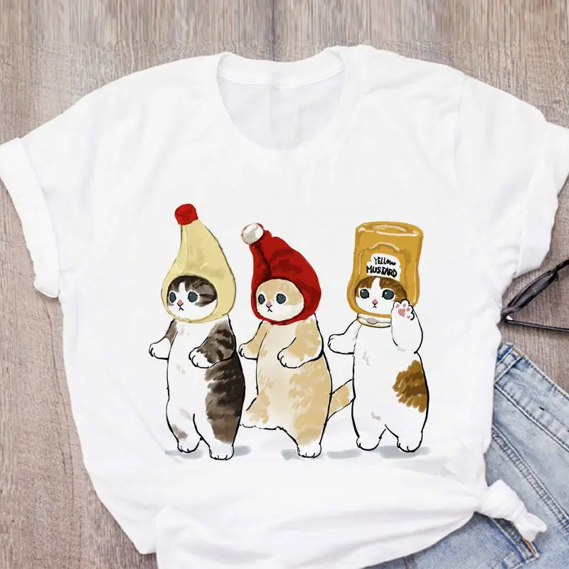 Top Trends: Women T-shirt Cute Cat Funny Cartoon T-shirt Harajuku Graphic Ulzzang T-shirt 90s Print T-shirt Fashion Aesthetic Top Tee Female Shoppable Styles