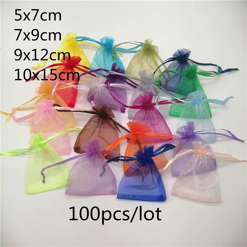 Top Trends: 100pcs / lot 5x7 / 7x9 / 10x15cm Organza Jewelry Bags Pouch Organza Drawstring Bag Jewelry Packaging For Jewelry Pouches Jewellery Bag Shoppable Styles