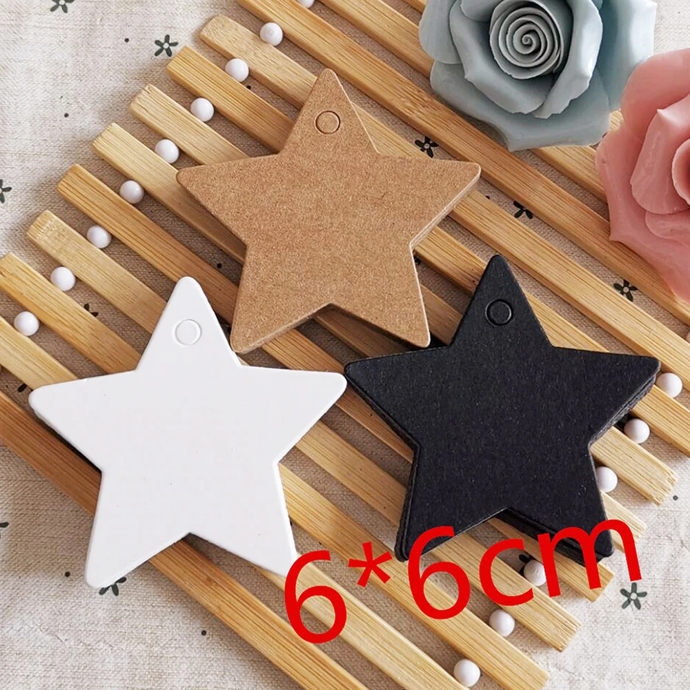 Top Trends: 50pcs Star Kraft Paper Label Wedding Christmas Halloween Party Favor Price Gift Card Tags White Black Jewelry Display Packaging Shoppable Styles