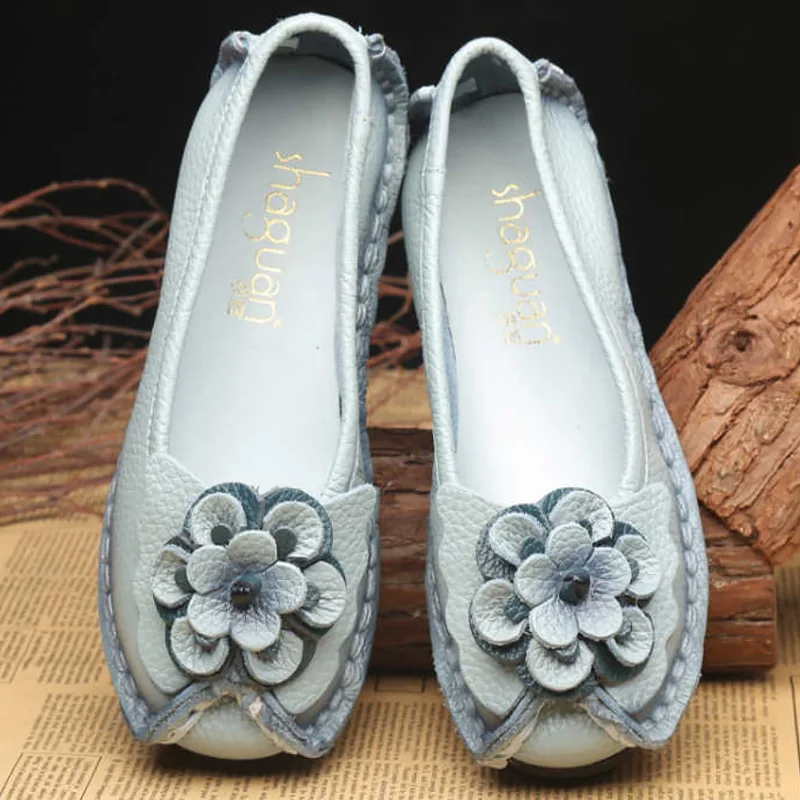 Top Trends: Female Autumn Shoes Women Genuine Leather Flats Loafers Mom Casual Flower Designer Flats Woman&#039;s Shoes Shoppable Styles