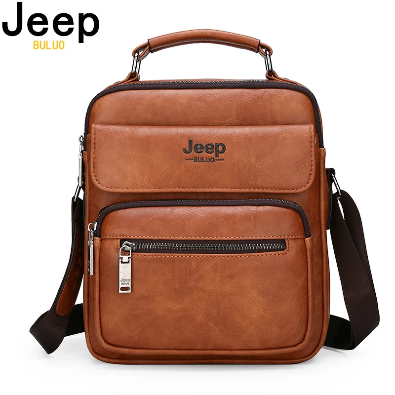 Top Trends: JEEP BULUO Brand Man Split Leather Crossbody Shoulder Messenger Bag For IPad Big Size Men&#039;s Handbags Famous Casual Business Shoppable Styles