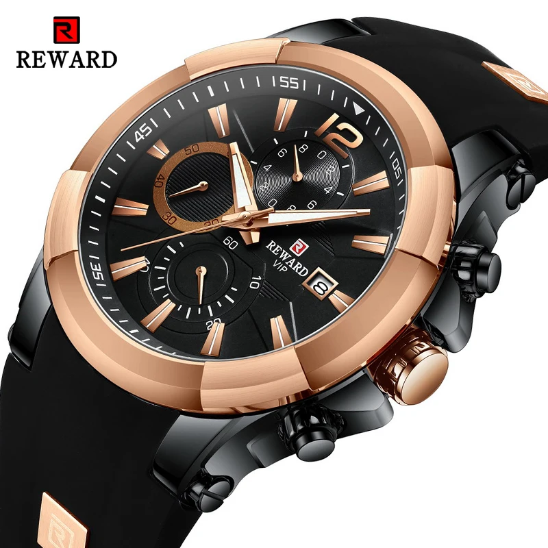 Top Trends: REWARD New Blue Clock Mens Moon Phase Display Watches Male Fashion Luxury Quartz Watch Men Casual Sport Waterproof Wristwatches Shoppable Styles