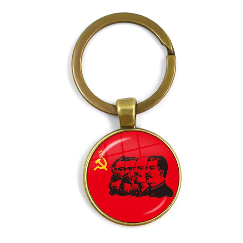 Top Trends: Soviet USSR Stalin Lenin Keyrings Classic Red Star Hammer Sickle Communism Emblem CCCP Glass Cabochon Keychains For Friends Gift Shoppable Styles