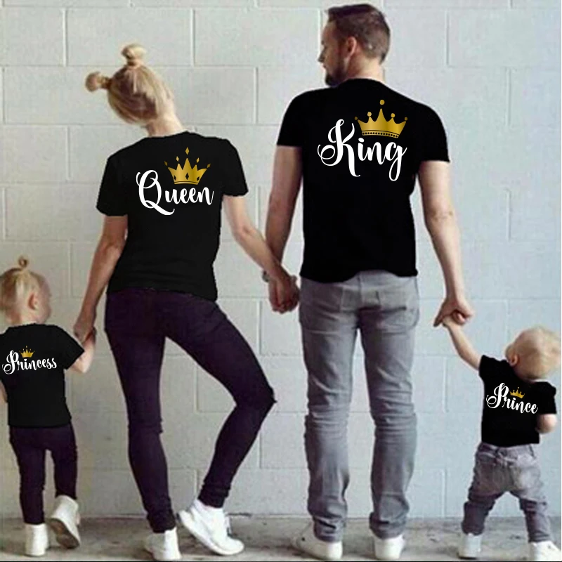 Top Trends: Family Matching Clothes Tshirt Funny Daddy Mommy Casual Father KING QUEEN Letter Son Mother And Daughter Tshirts Baby And Me Top Shoppable Styles