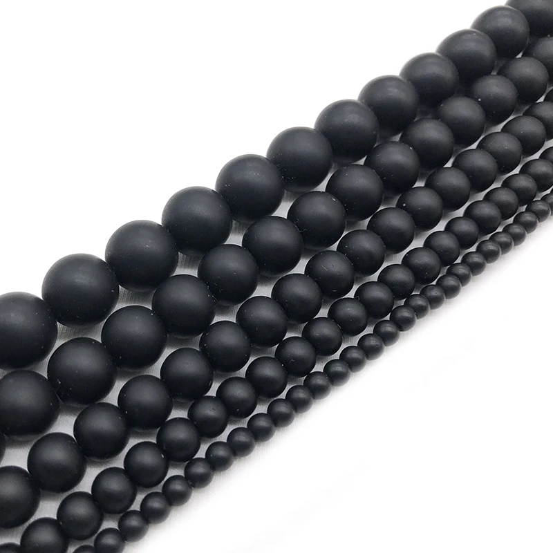 Top Trends: Matte Dull Polished Black Agates Onyx Beads Natural Stone Loose Beads For Jewelry Making DIY Glass Bracelet 4 6 8 10 12mm Shoppable Styles