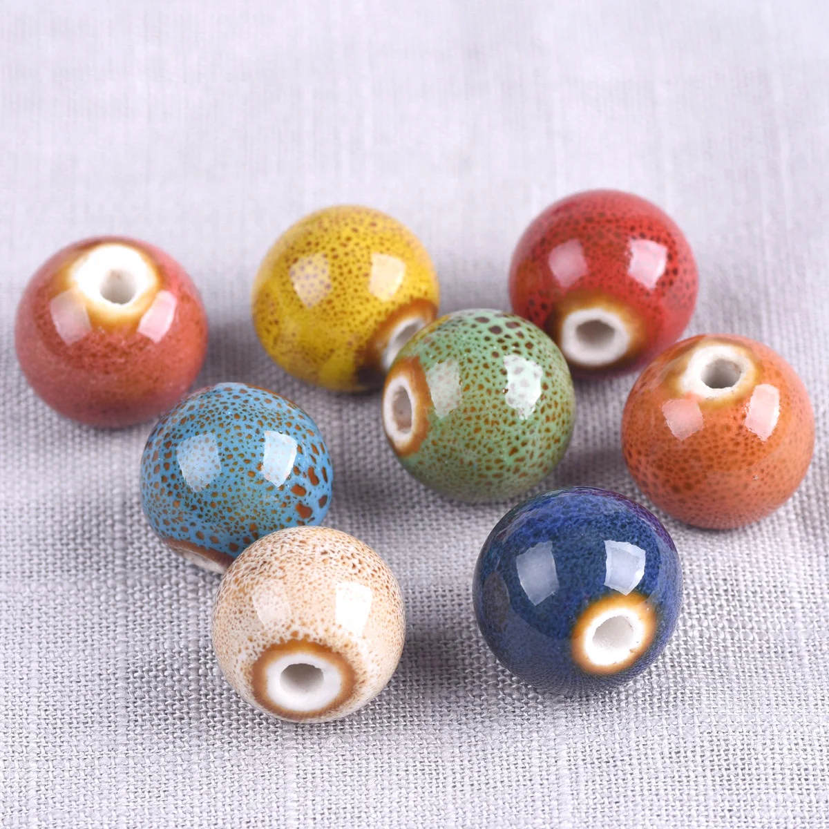 Top Trends: 10pcs Round 14mm Fancy Glaze Ceramic Porcelain Loose Spacer Beads Lot For Jewelry Making DIY Shoppable Styles