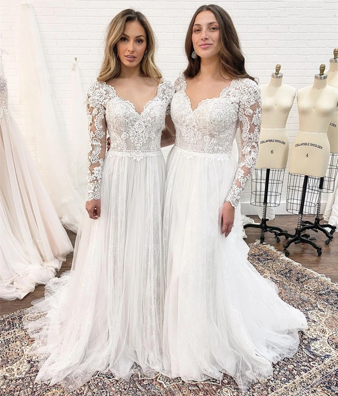 Top Trends: Lsyx Bohemian Long Sleeves Wedding Dress For Women Corset Low Back Floor Length Lace Appliques White Tulle Chiffon Bridal Gown Shoppable Styles - Image 4