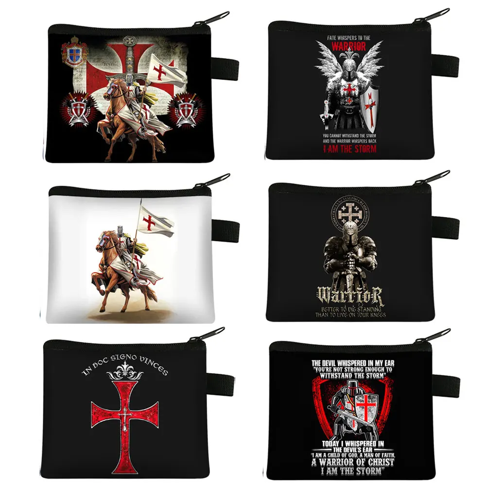 Top Trends: Crusader Knights Templar Print Coin Purse Men Wallet Small Handbag Credit Card Money Holder Bag Distressed Cross Teenager Purse Shoppable Styles