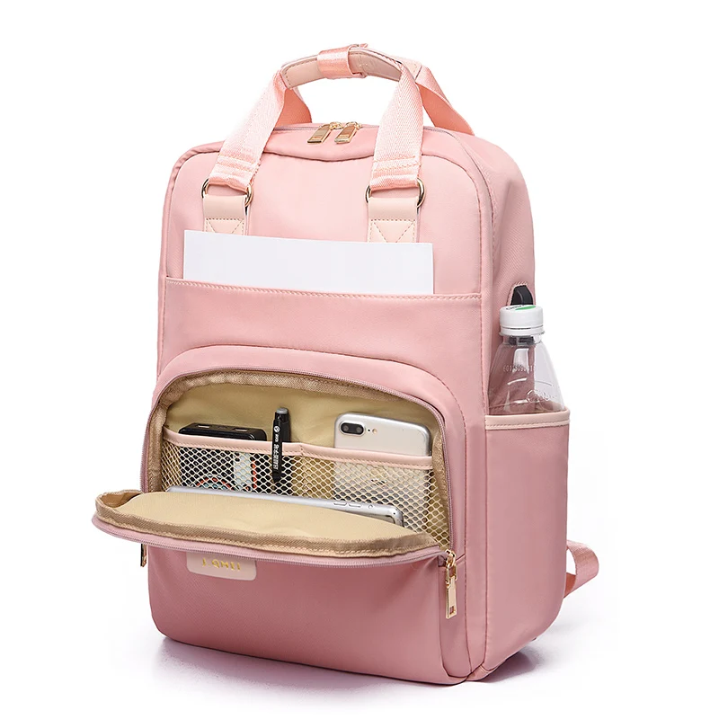 Top Trends: Stylish Waterproof Laptop Backpack 15.6 Women Fashion Backpack For Girls Black Backpack Female Large Bag 13 13.3 14 15 Inch Pink Shoppable Styles