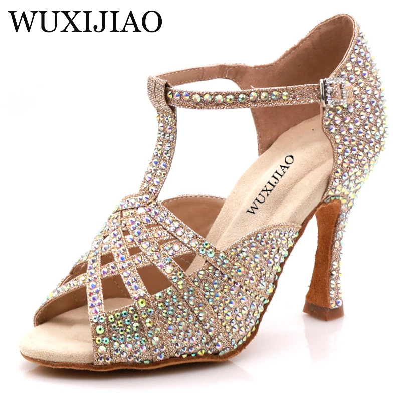 Top Trends: WUXIJIAO Brand Fashion Ballroom Dance Latin Tango Shoes Women Soft Bottom High Heel Women Stable Tricolor Latin Dance Shoppable Styles