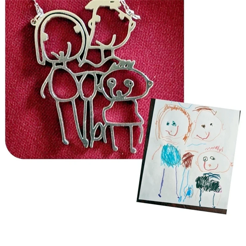 Top Trends: Custom Kids Drawing Necklace Stainless Stee Personalized Children Artwork Pendant For Kids Mom Family Jewelry Gifts Shoppable Styles