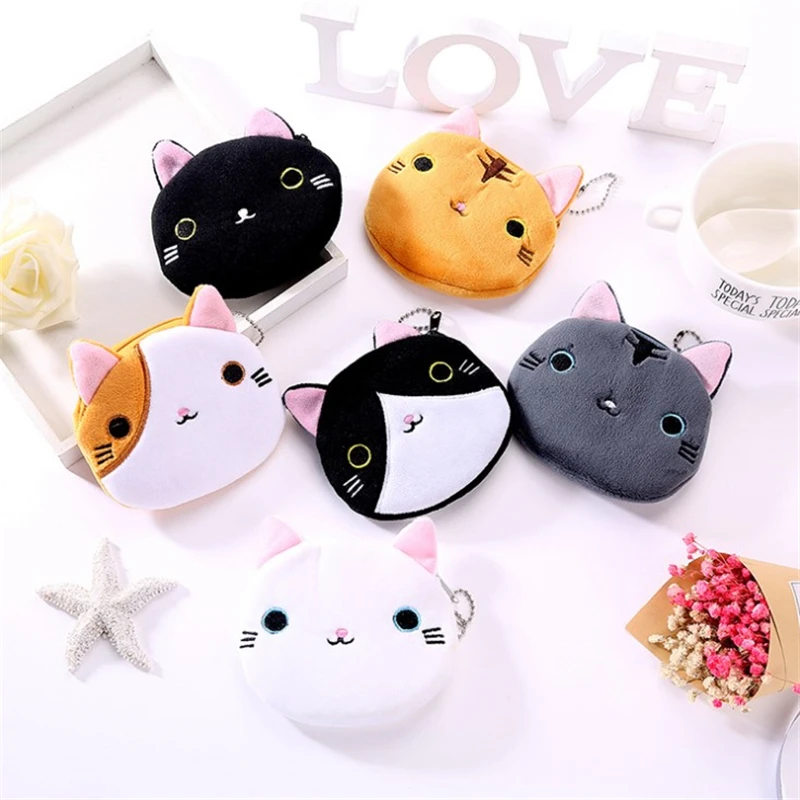 Top Trends: Women's Cat Animal Coin Purse Soft Plush Zipper Coin Holder Pouch Children Girl Coin Key Money Card USB Cable Headset Bag Wallet Shoppable Styles