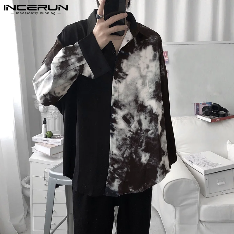 Top Trends: Men Casual Shirt Spring Print Patchwork Lapel Long Sleeve Streetwear Tops 2023 Korean Loose Fashion Shirts Camisas 5XL INCERUN Shoppable Styles