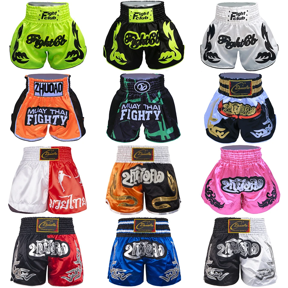 Top Trends: Muay Thai Shorts Men Embroidery Sports Fitness Fighting Kickboxing Short Pants Women Kids Custom Sanda MMA Boxeo Trunks Black Shoppable Styles