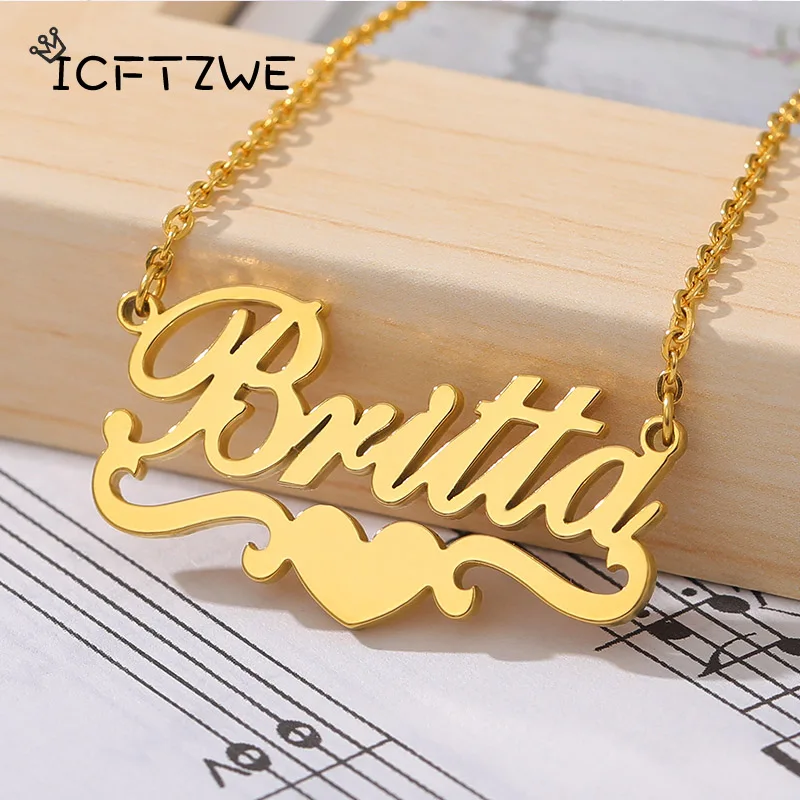 Top Trends: Custom Name Necklaces For Women Personalized Heart Ribbon Nameplate Necklace Stianless Steel Chain Choker BFF Jewerly Gift Shoppable Styles