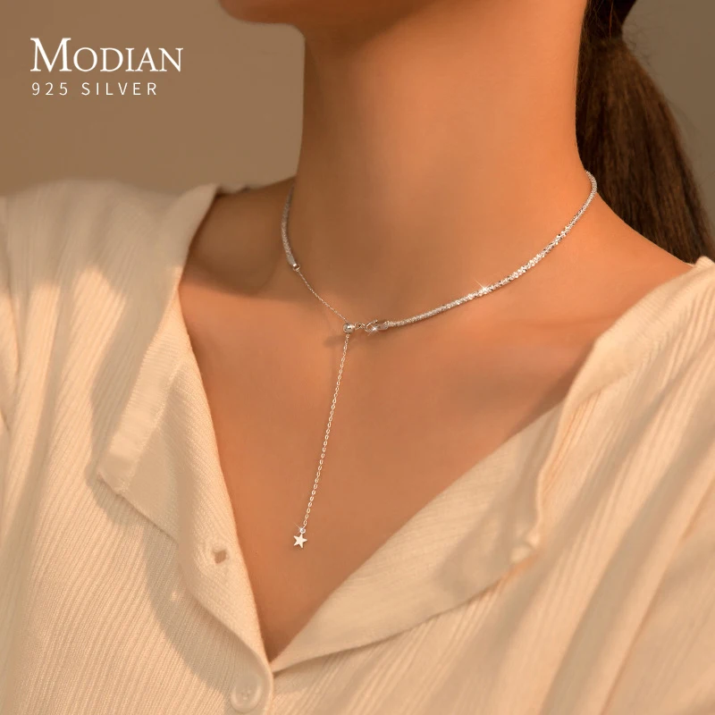 Top Trends: Modian Dazzling Simple Adjustable Necklace For Women Girls 925 Sterling Silver Luxury Brand Jewelry 2024 New Mode Accessories Shoppable Styles - Image 2