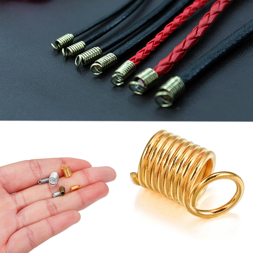 Top Trends: 100pcs / lot Metal Spring Crimp Clasps Leather Ends Fastener End Caps Connectors For DIY Bracelet Necklace Jewelry Making Supplies Shoppable Styles - Image 3