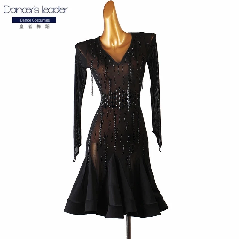 Top Trends: Latin Dance Woman Adult Children Beaded Fringe Dress Practice Clothes Professional Rumba Samba Performance Skirt Shoppable Styles - Image 3