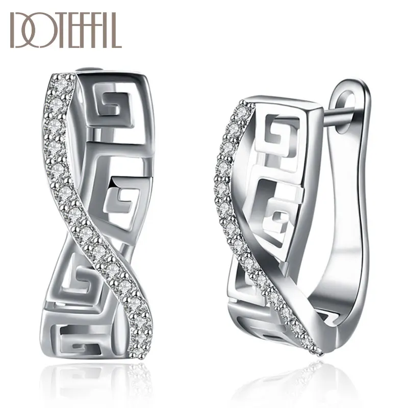 Top Trends: DOTEFFIL 925 Sterling Silver Classic AAA Zircon Earrings Fashion For Woman Wedding Engagement Party Gift Jewelry Shoppable Styles