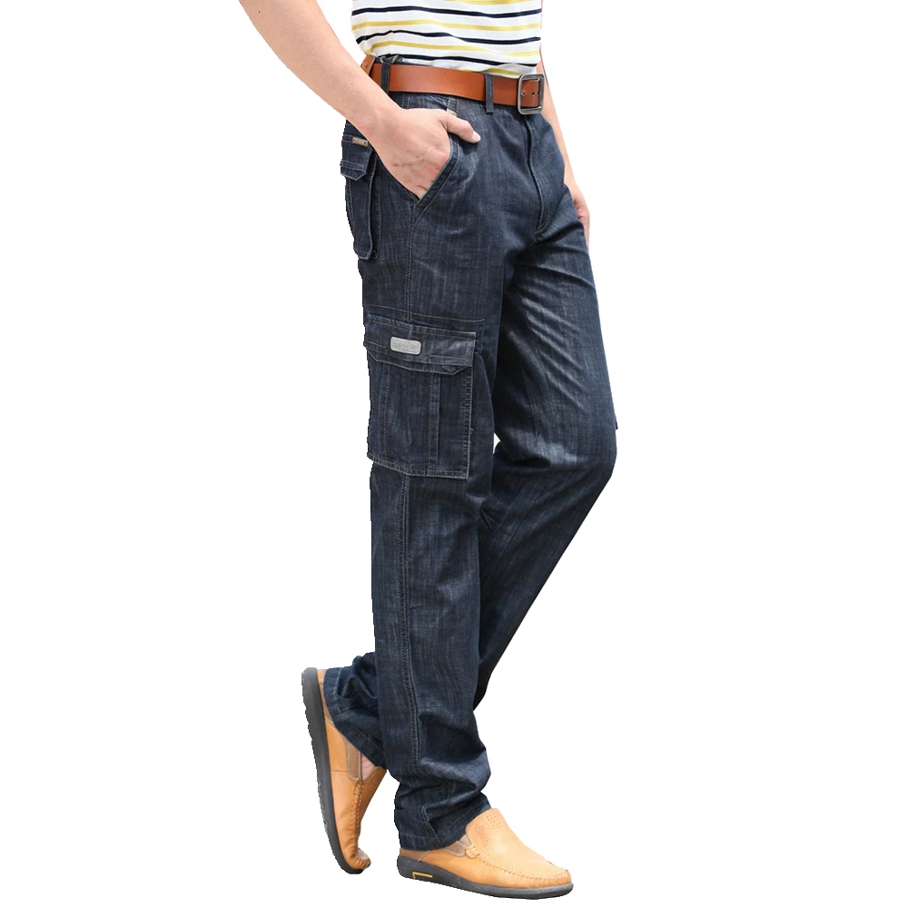 Top Trends: Mens Jeans Cargo Denim Pants Regular Loose Fit Multi Pockets Classic Washed Military Wear Big Size 38 40 42 V7A1J012 Shoppable Styles - Image 3