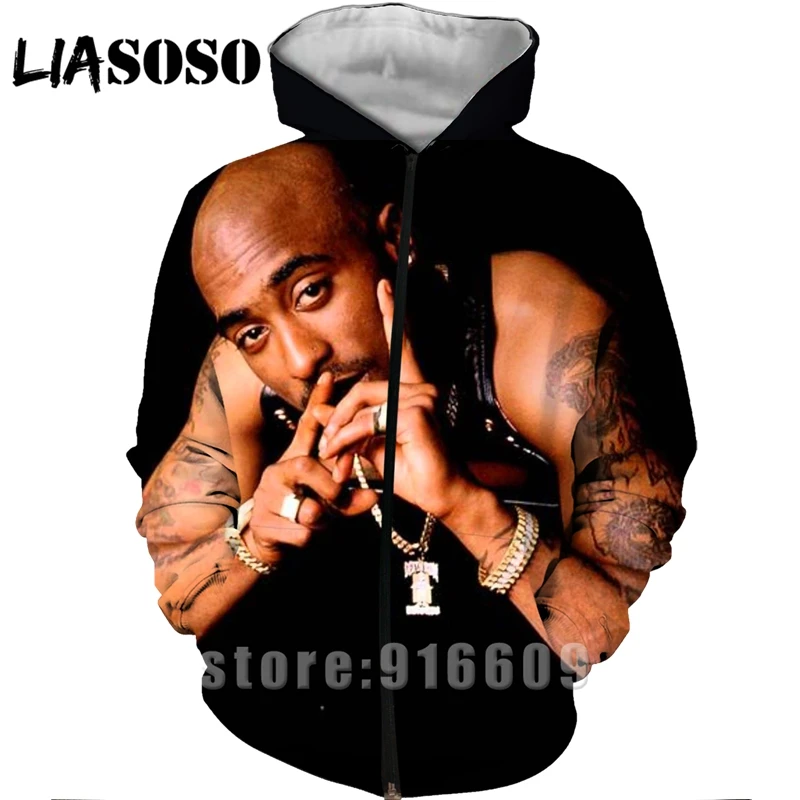 Top Trends: Tupac 2Pac 90's Rapper Harajuku Tracksuit 3D Print Hoodie Rock Sweatshirt Dj Jacket / Men Women Pullovers Zipper Hip Hop Plus Size Shoppable Styles