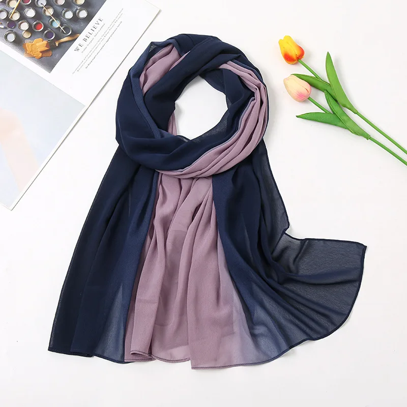 Top Trends: Fashion Gradient Bubble Chiffon Instant Hijab Women High Quality Ombre Beach Cover-Up Shawl Wrap Neck Stole Muslim Caps 180*70Cm Shoppable Styles