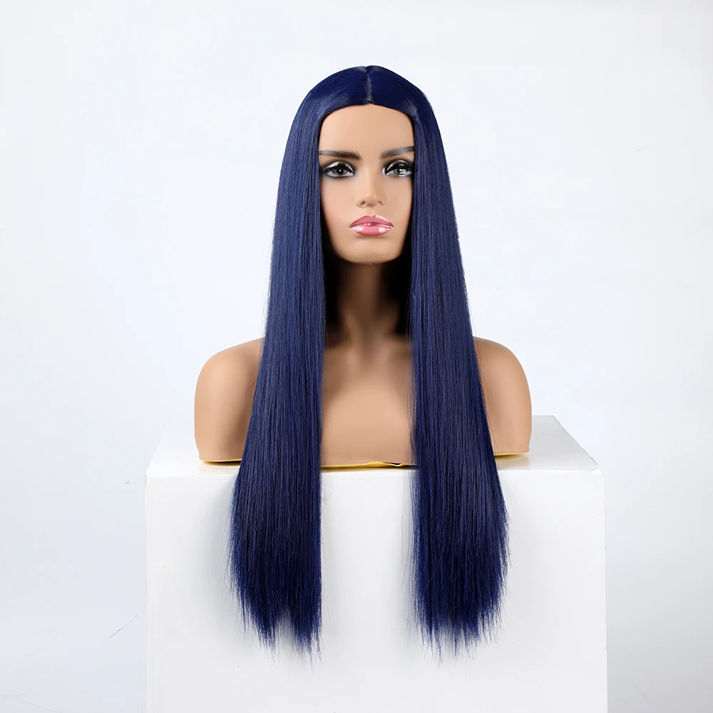 Top Trends: WHIMSICAL W Synthetic Dark Blue Hair Women's Fashion New Navy Blue Long Cosplay Wig Heat Resistant Wig For Women Shoppable Styles