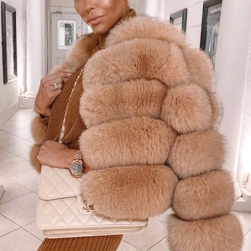 Top Trends: Faux Fox Fur Coat Women Winter Luxury Overcoat Fur Jacket Outerwear Short Fur Coat 3 / 4 Sleeve Plush Thick 2020 Fur Outwear Shoppable Styles