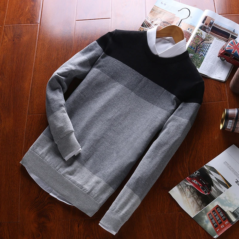 Top Trends: Top Grade 100% Cotton Designer New Fashion Brand Pullover Striped Knitted Sweater Men Korean Casual Plain Jumper Clothes Shoppable Styles